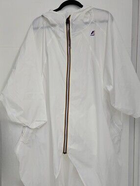 K-Way White Packable Hooded Rain Poncho Jacket Small 4.0